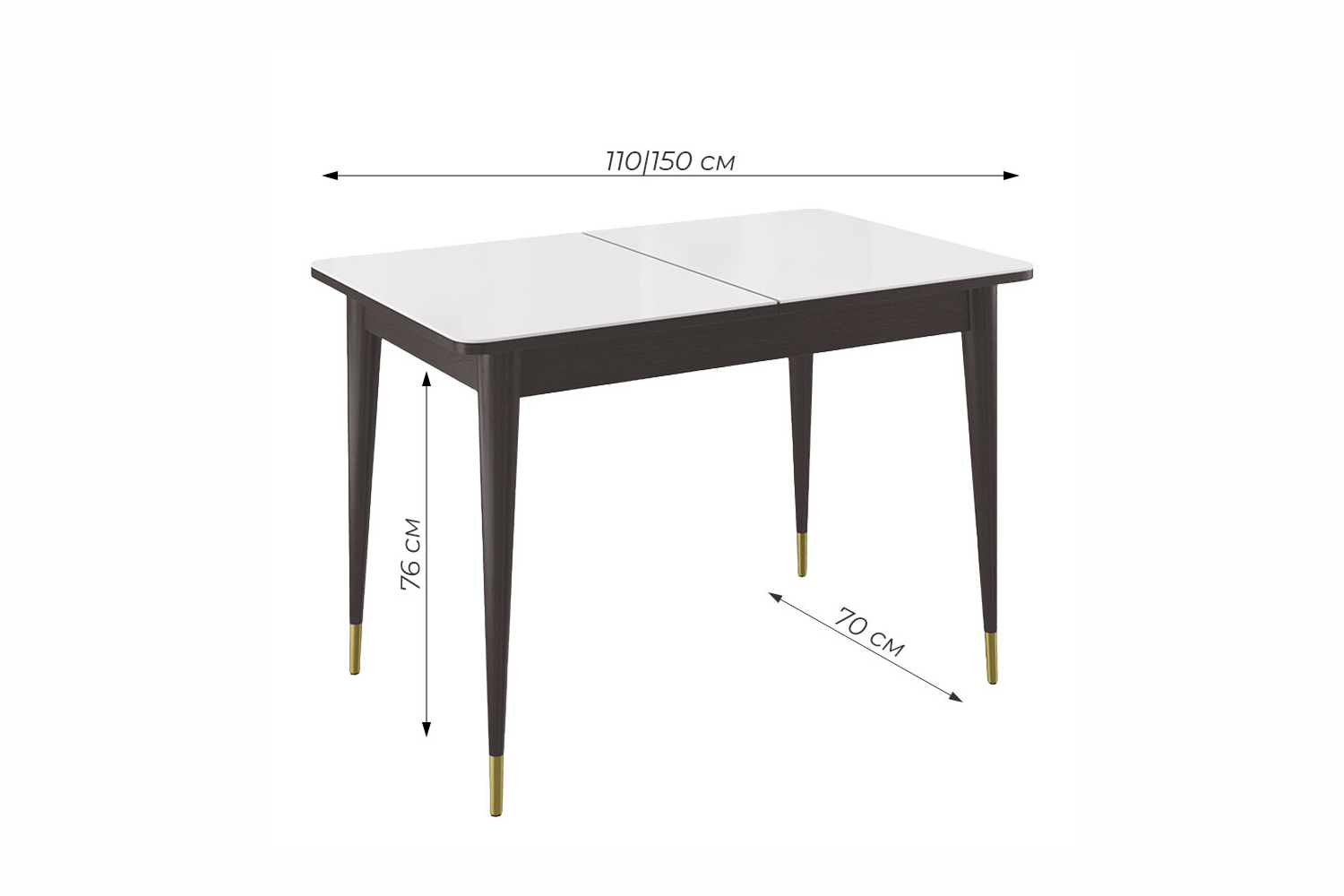 Обеденные столы - изображение №5 "Стол обеденный Мане К1100 опоры венге(зол)/столешница белый глянец"  на www.Angstrem-mebel.ru